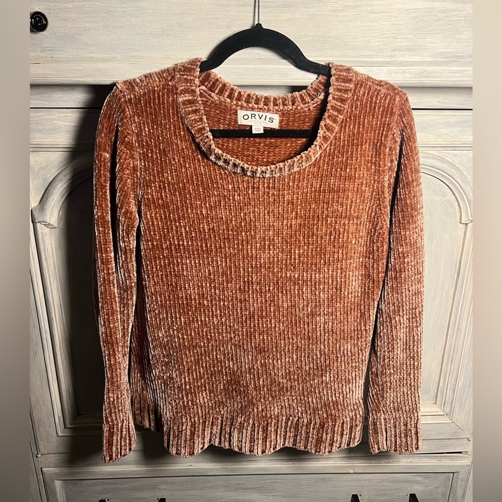 Orvis Terracotta Chenille Chunky Knit Crewneck Sweater‎ Cozy
